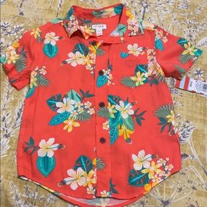 Flowery short sleeve button down shirt